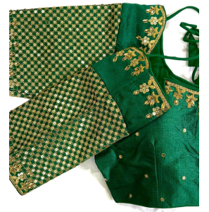 New Style Fentam Silk Blouse In Green Colour