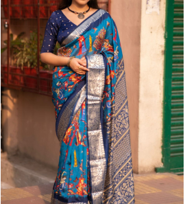 Soft Slub Silk Saree With Zari Woven Border.