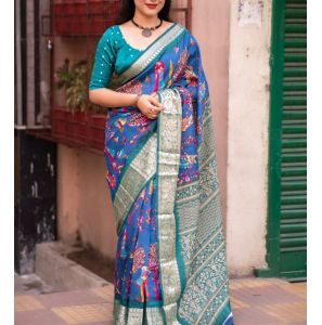 Soft Slub Silk Saree With Zari Woven Border.
