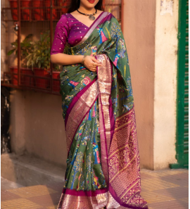 Soft Slub Silk Saree With Zari Woven Border.