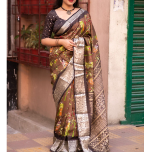 Soft Slub Silk Saree With Zari Woven Border.