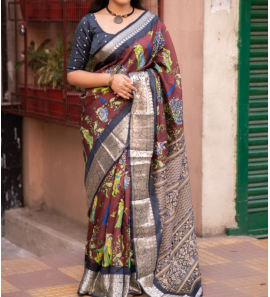 Soft Slub Silk Saree With Zari Woven Border.