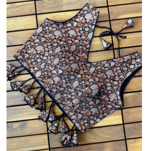 New Flower Copper Jari Blouse With Silver Jari Touch Up 
