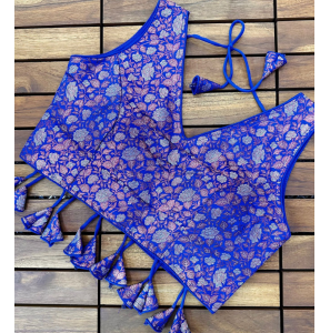 New Flower Copper Jari Blouse With Silver Jari Touch Up 