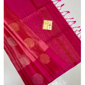 Pure Silk Pink Saree With Blouse