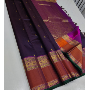 Pure Kanchipuram Handwoven Silk Saree In Navy Blue