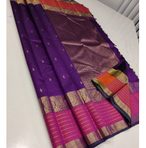 Pure Kanchipuram Handwoven Silk Saree In Blue