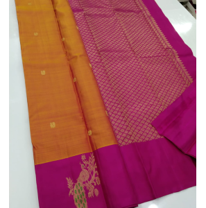 Pure Kanchipuram Handloom Saree Orange Colour 