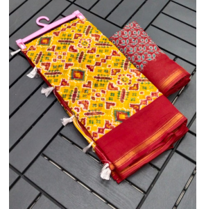 Soft Printed Linen Saree 
