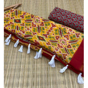 Soft Printed Linen Saree 