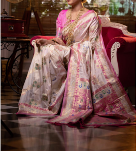 Soft Banarasi Silk Saree With All Over Colourful Meena Weaves