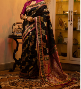 Soft Banarasi Silk Saree With All Over Colourful Meena Weaves