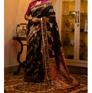 Soft Banarasi Silk Saree With All Over Colourful Meena Weaves