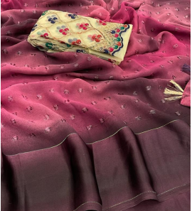 Soft Chiffon Silk Saree With Embroidery Work