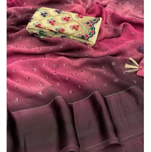 Soft Chiffon Silk Saree With Embroidery Work