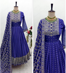 Designer Gown With Pant Dupatta Set