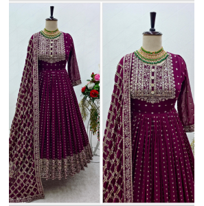 Designer Gown With Pant Dupatta Set
