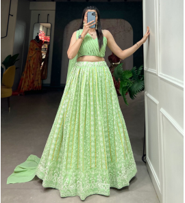  Lovely Pista Colour Lehenga Set