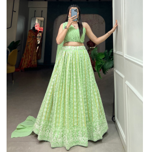 Lovely Pista Colour Lehenga Set Lovely Pista Colour Lehenga Set