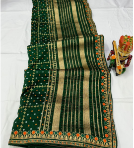 Vichitra Silk Embroidered Saree 