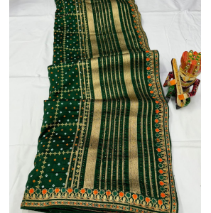 Vichitra Silk Embroidered Saree 