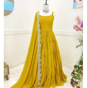  Soft Georgette Gown With Dupatta
