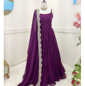  Soft Georgette Gown With Dupatta