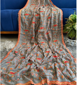 Soft Georgette Saree With Viscose Thread Work