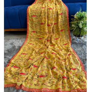 Soft Georgette Saree With Viscose Thread Work