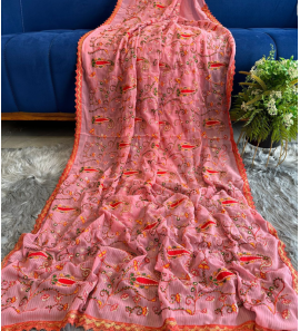 Soft Georgette Saree With Viscose Thread Work