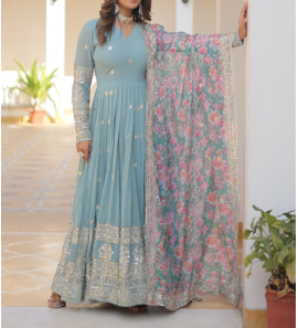 Designer Readymade Gown With Dupatta