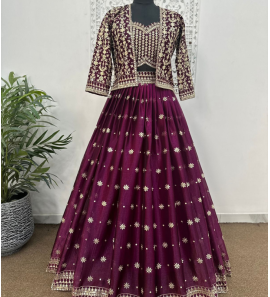 Fancy Babrik Silk Lehenga-Choli With Koti