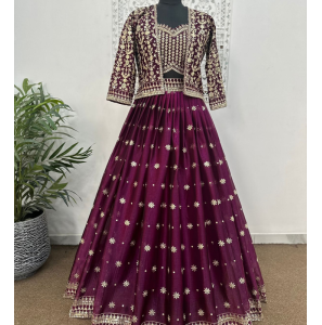 Fancy Babrik Silk Lehenga-Choli With Koti