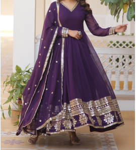 Fancy Faux Blooming Gown With Dupatta 
