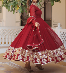 Latest Faux Blooming Gown With Dupatta 