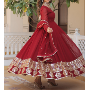 Latest Faux Blooming Gown With Dupatta 