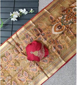 Simple Brasso Saree With Running Blouse