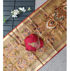 Simple Brasso Saree With Running Blouse