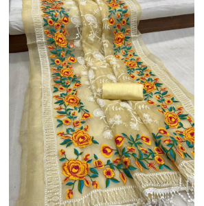 Organza Party Wear Saree With Blouse