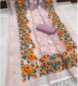 Floral Organza Silk Saree With Blouse