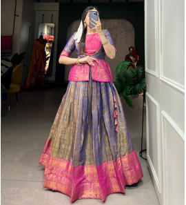 Fancy Kanjivaram Stitched Lehenga With Dupatta