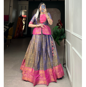 Fancy Kanjivaram Stitched Lehenga With Dupatta