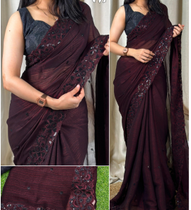 Light Weight Chiffon Saree Party Wear With Blouse