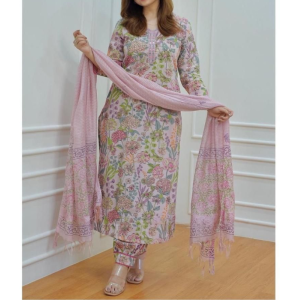 Floral Afghani Suit Set With Dupatta