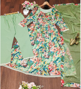 Elegant Printing Anarkali Gown