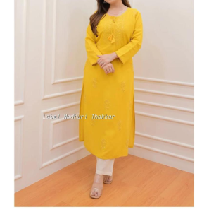Beautiful Rayon Cotton Kurti In Yellow