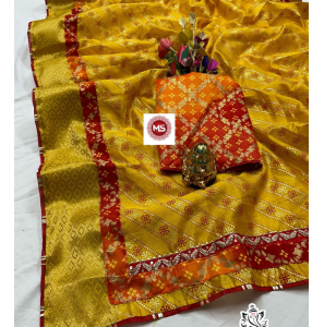 Fancy Crystal Cotton Saree With Blouse