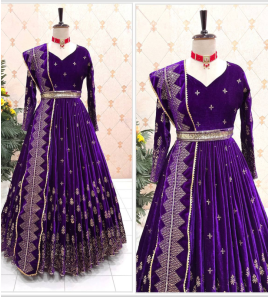 Latest Design Velvet Gown With Fancy Style Dupatta Set