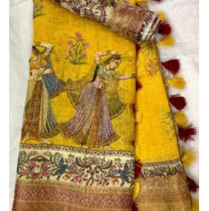 Pure Linen Saree With Running Blouse