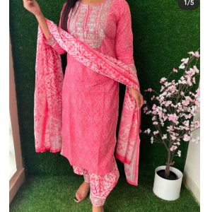 Elegant Cotton Long Kurti With Dupatta